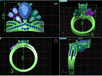 Imperial ring pear and marquise diamond 1048 3D print model