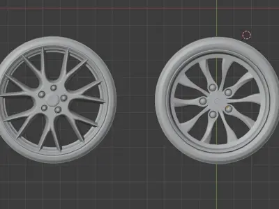 Tire set Low-poly 3D model