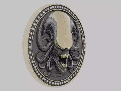 Xenomorph Head Coin Low-poly 3D model