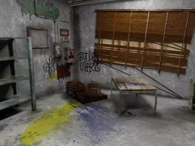 The old  Horror Room 1 Low-poly 3D model