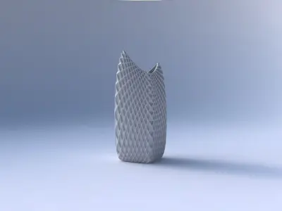 Vase double arc rectangle with grid piramides 2 3D print model