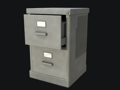 Filing Cabinet Modular Grey PBR Game Ready Low-poly 3D model