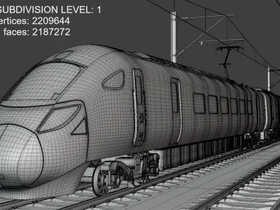 Viaduct with Hitachi Azuma train 3D model