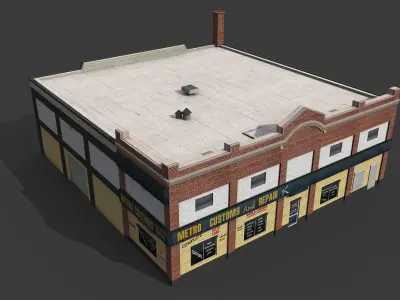 Car Repair Workshop Low-poly 3D model