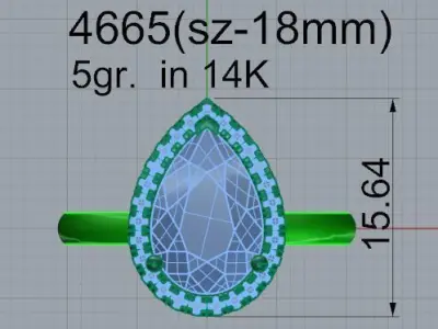 Pear Halo Ring 4665 3D print model