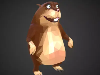 Gopher Cartoon Low Polygon Art Farm Animal Low-poly 3D model