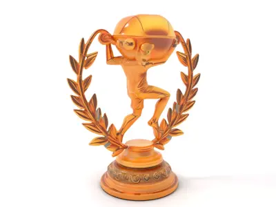 Golden Soccer Trophy model pack with detailed design Low-poly 3D model