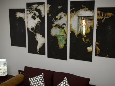 Mirror map of the world in the interior 3D model