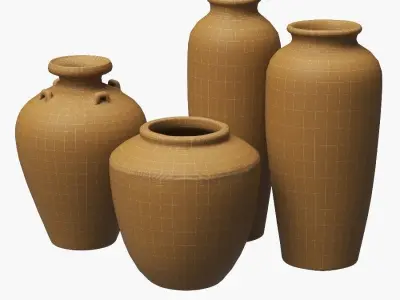 Artisan hand painted vases 03 3D model