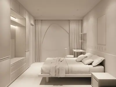 Bedroom scene 01 Low-poly 3D model