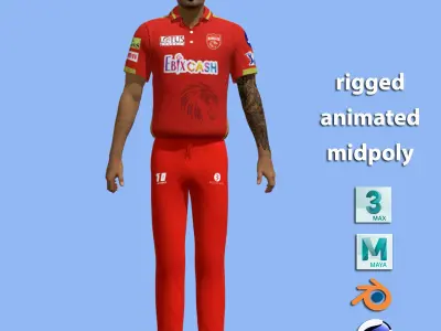 T-P Rigged Rahul Chahar Cricket 3D model