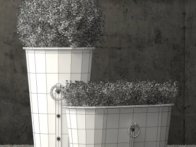 Restoration Hardware estate zinc ring round planters 3D model