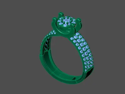 Womens Rings With Stone Ring Ready STL 3DM Models Rings women 3D print model