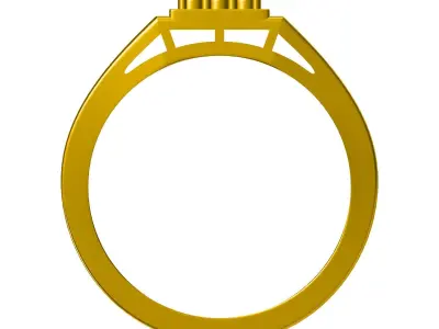 Solitaire Engagement Art Deco Ring 3D print model