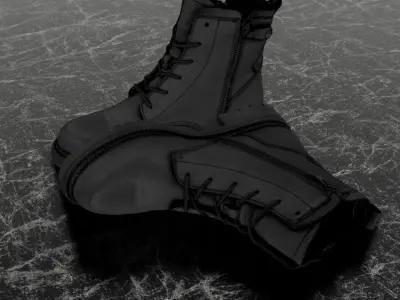 GREYDER 3D BOOTS - LEATHER - BLACK Low-poly 3D model