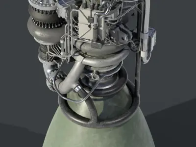Raptor 2 Rocket Engine Low-poly 3D model