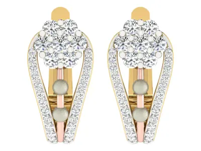 Solitaire Women Drop Earring 3dm STL OBJ FBX Render Details 3D print model 22