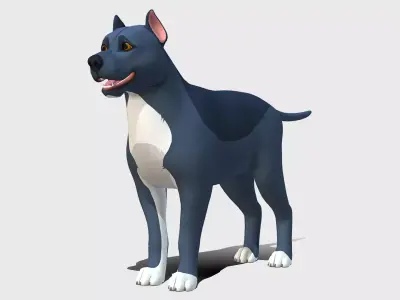 Cartoon Dog - Pitbull Low-poly 3D model