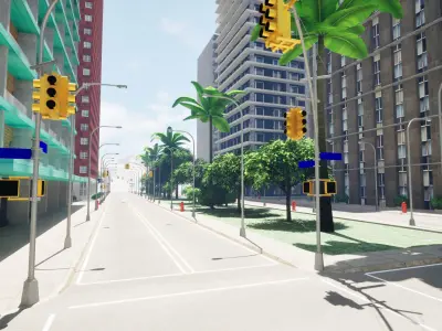 City Downtown Skyscraper Street - Unreal - Lot 08 Low-poly 3D model