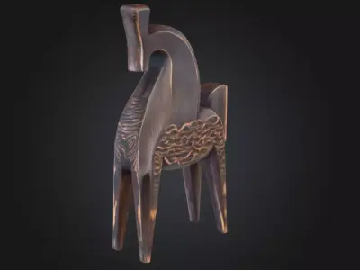 Wood Abstract Horse Low-poly 3D model