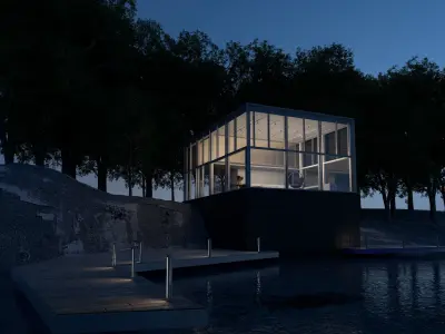 Glass House Escena Modelado 3D 3D model