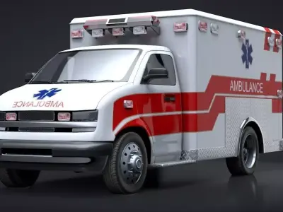 Ambulance Box Truck Rigged C4D Low-poly 3D model