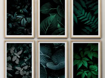 JUNIQE Dark leaves poster 3D model