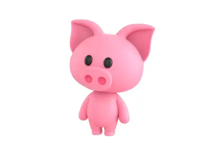 Character054 Rigged Pig 3D model