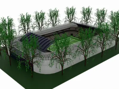 American football stadium Low-poly 3D model 12
