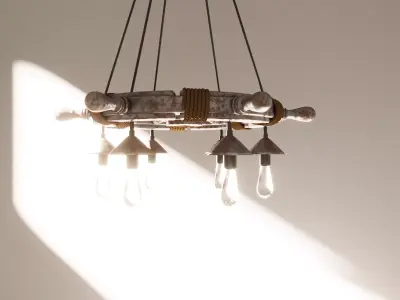 Ship Wheel Themed Chandelier 3D model