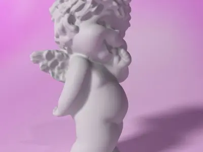 Little Angel stylized statuette Low-poly 3D model