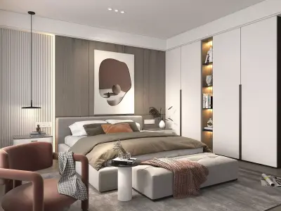 Modern Bedroom Scene 22 3D model
