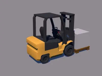 Forklift with box Low-poly 3D model