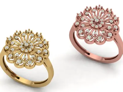 ladies Diamond Ring 3D print model 12