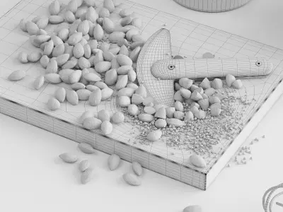 Decor Almond and kitchn utensils Set 52 3D model