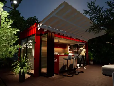Shipping Container Restaurant 3D model