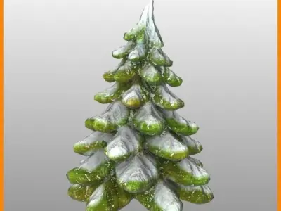 Wood Carved Fir Trees 3D model