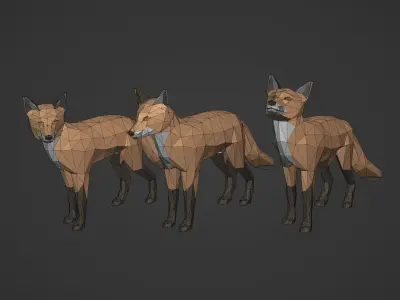 LowPoly Cartoon Red Fox Low-poly 3D model