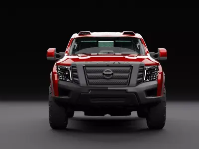 Nissan 4x4 Car Metallic Red Dark Low-poly 3D model