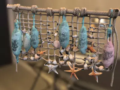 Seashell Wall Hanging  Nautical Low-poly 3D model