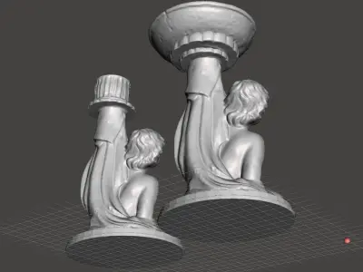 cherub candle stick holder big and small 3D print model