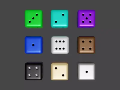 9 Game Dices Low-poly 3D model
