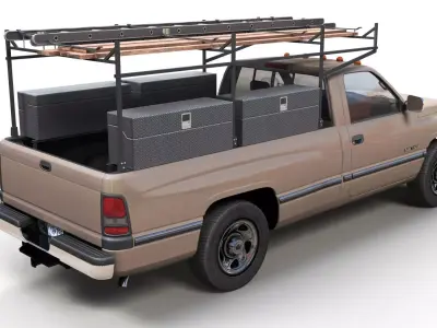 Dodge Ram 1995 utility pickup truck Low-poly 3D model