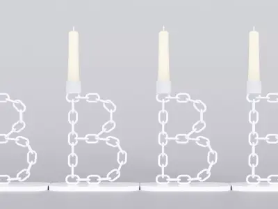 Alphabet A White Chain Candleholder 3D Model True 4K PBR Render Low-poly 3D model