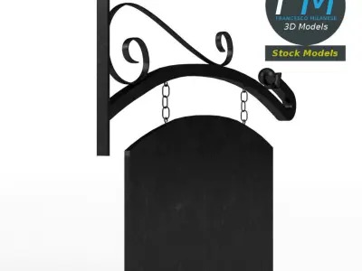 Curved hanging sign 3D model