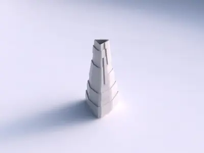 Vase puffy tipped triangle with sharp ribbons 3D print model