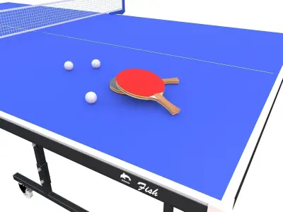 Table Tennis with paddles - Ping pong 3D model