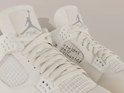 Jordan 4 Off White Sail Low-poly 3D model