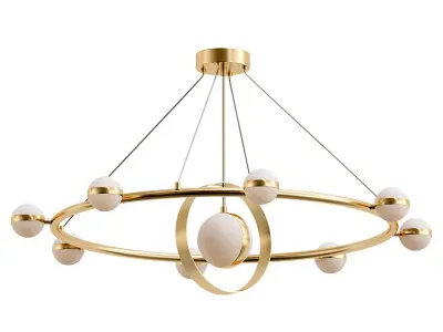 raise gold chandelier with glass balls 3D model
