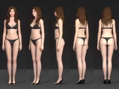 Annie - Lowpoly and Highpoly 3D Bundle Low-poly 3D model